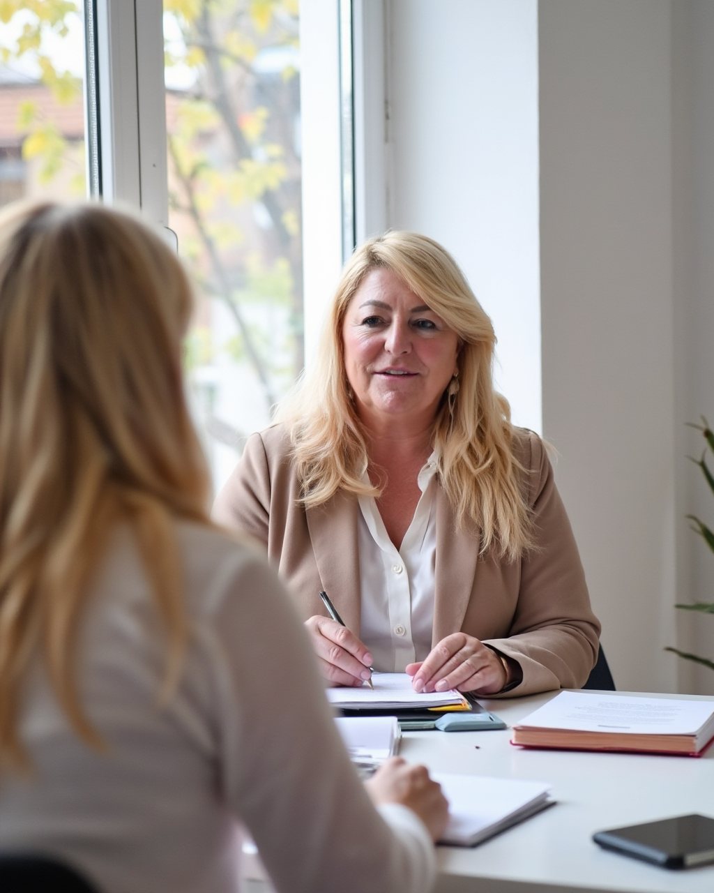 Uta Herzberg in a consultation with a new team member